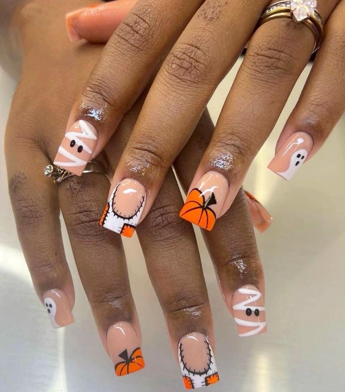 Ghost And Pumpkins Press On Nails luxury Nails halloween Nails nail Art short Long Nails glue On Nails fall Nails halloween Nails mummy Nail Etsy Denmark
