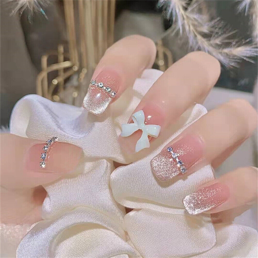 Glitter Diamond False Nail Short Square Press On Nails For Finger Nail Art 24pcs EBay Glitter Diamond False Nail Short Square Press On Nails For Finger Nail Art 24pcs EBay
