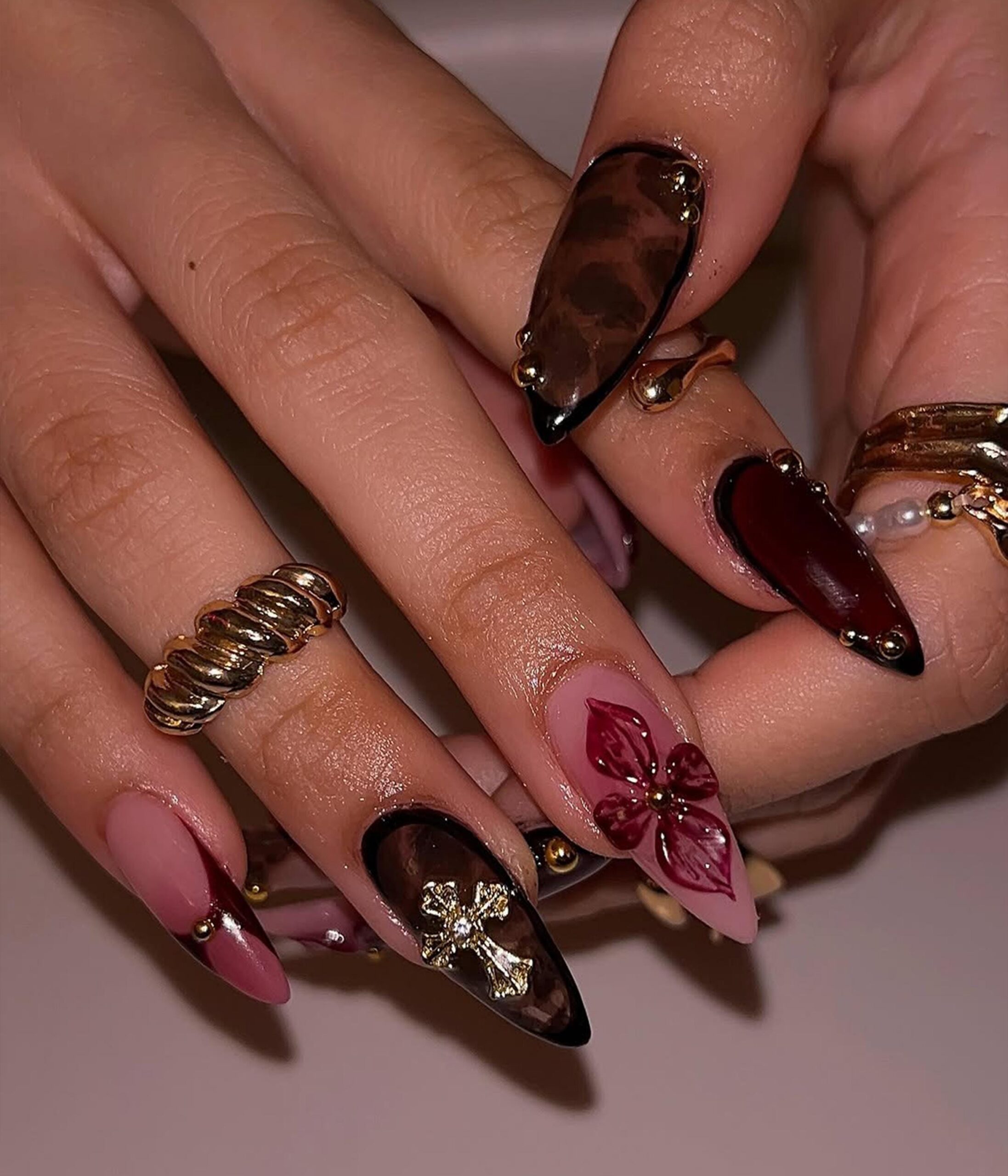 Gothic Burgundy Press on Nails Gold Cross Tortoise Shell Nails Black And Gold Gothic Nail Design Handmade Luxury Nail Art DC251H Etsy