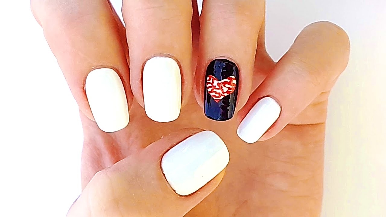 Heart Nail Art Without Tools For One Finger Cute Nail Designs For Red Dress YouTube