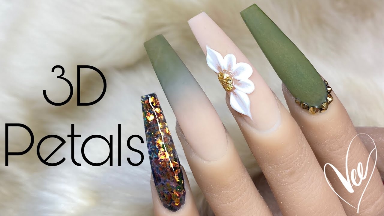 How To Create Simple 3D Acrylic Nail Art Flower Petal Tutorial YouTube