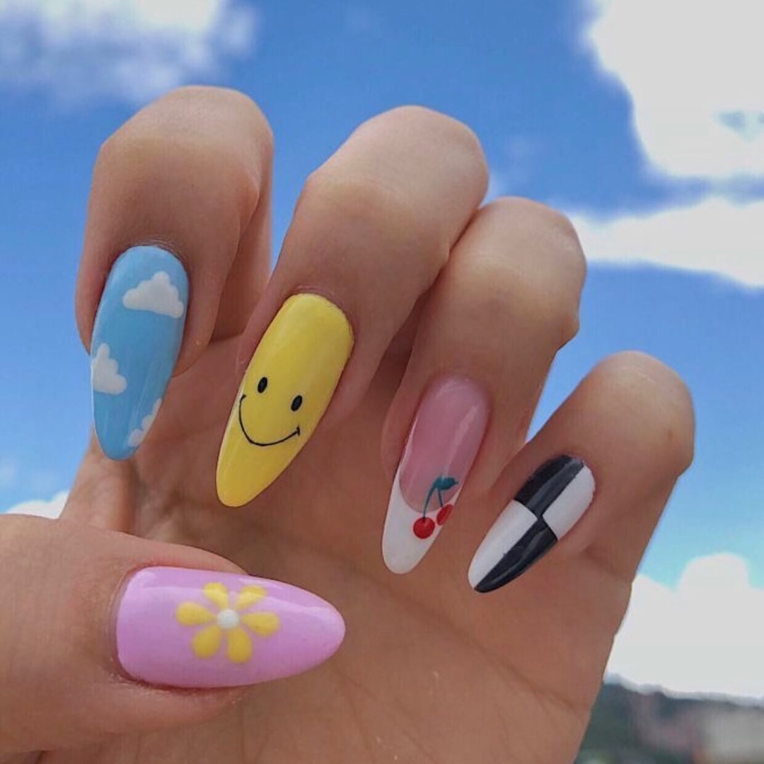 IM NOT Basic press On Nails luxury Nails fun Nails nail Art hand Painted Nails glue On Nails fake Nails gel Nails Etsy