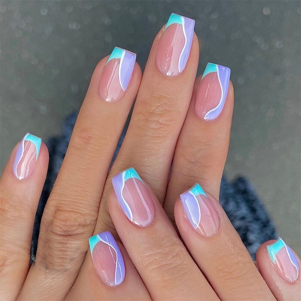 blue and purple nail designs