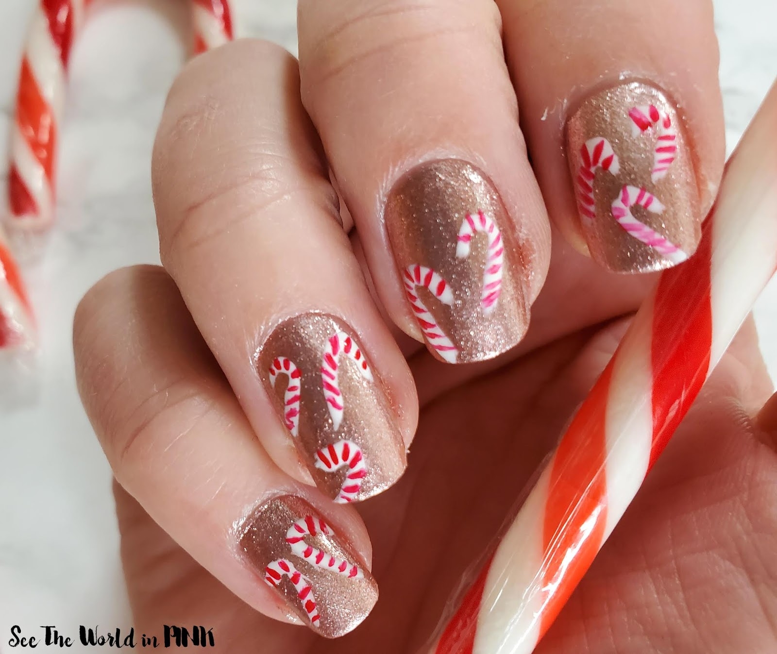 Manicure Monday Mini Candy Cane Nail Art See The World In PINK