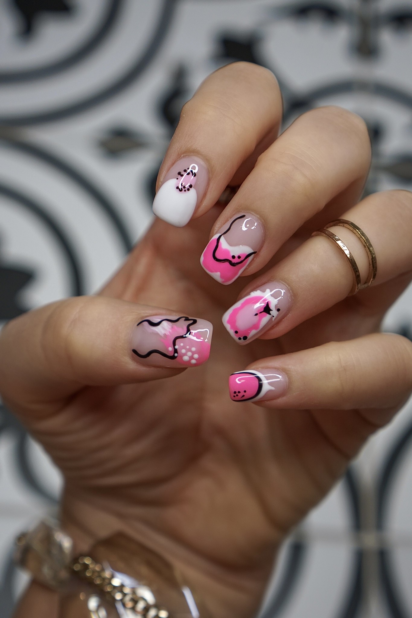 Manicure Of The Month Pink Abstract Nail Art Living After Midnite Manicure Of The Month Pink Abstract Nail Art Living After Midnite