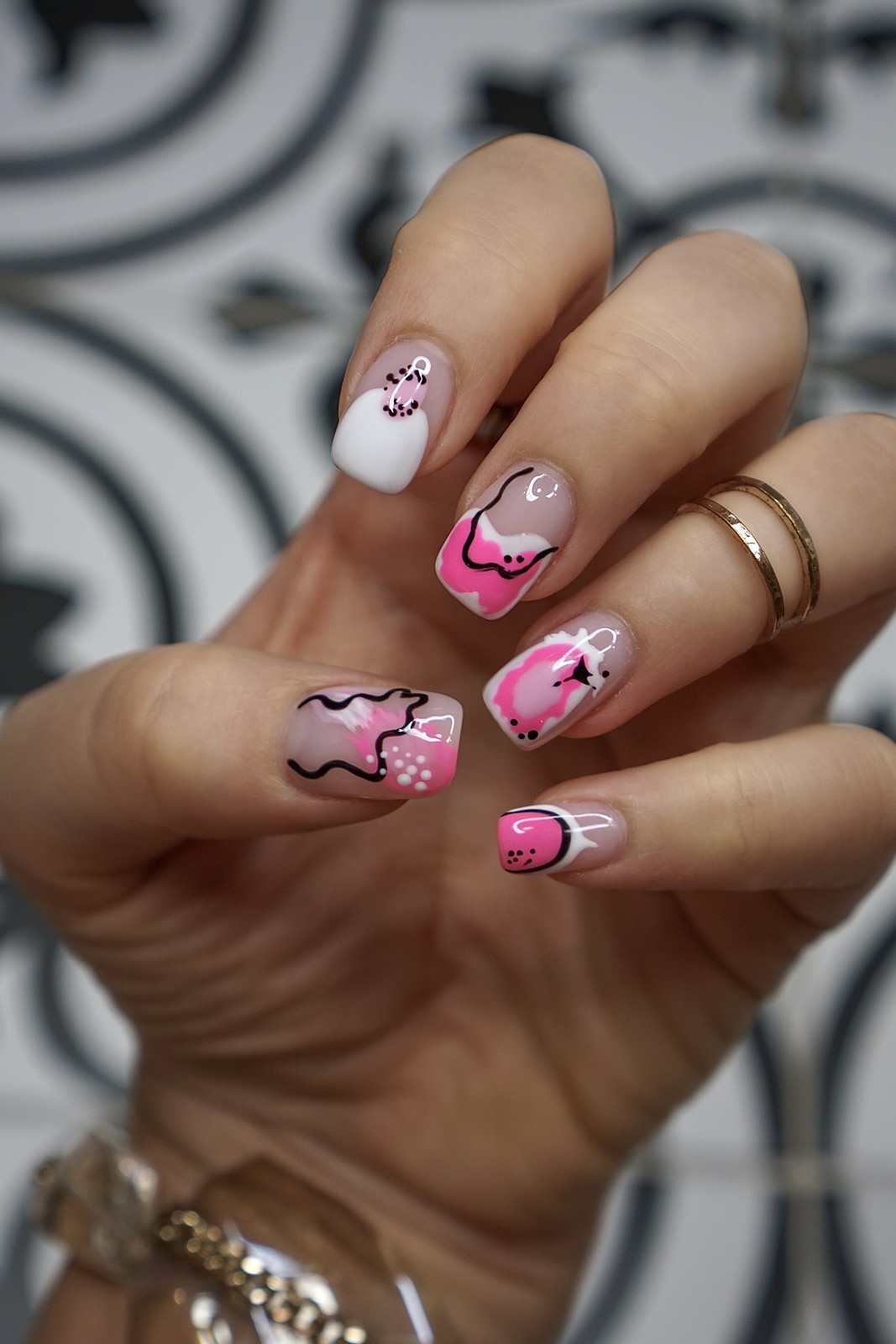 Manicure Of The Month Pink Abstract Nail Art Living After Midnite