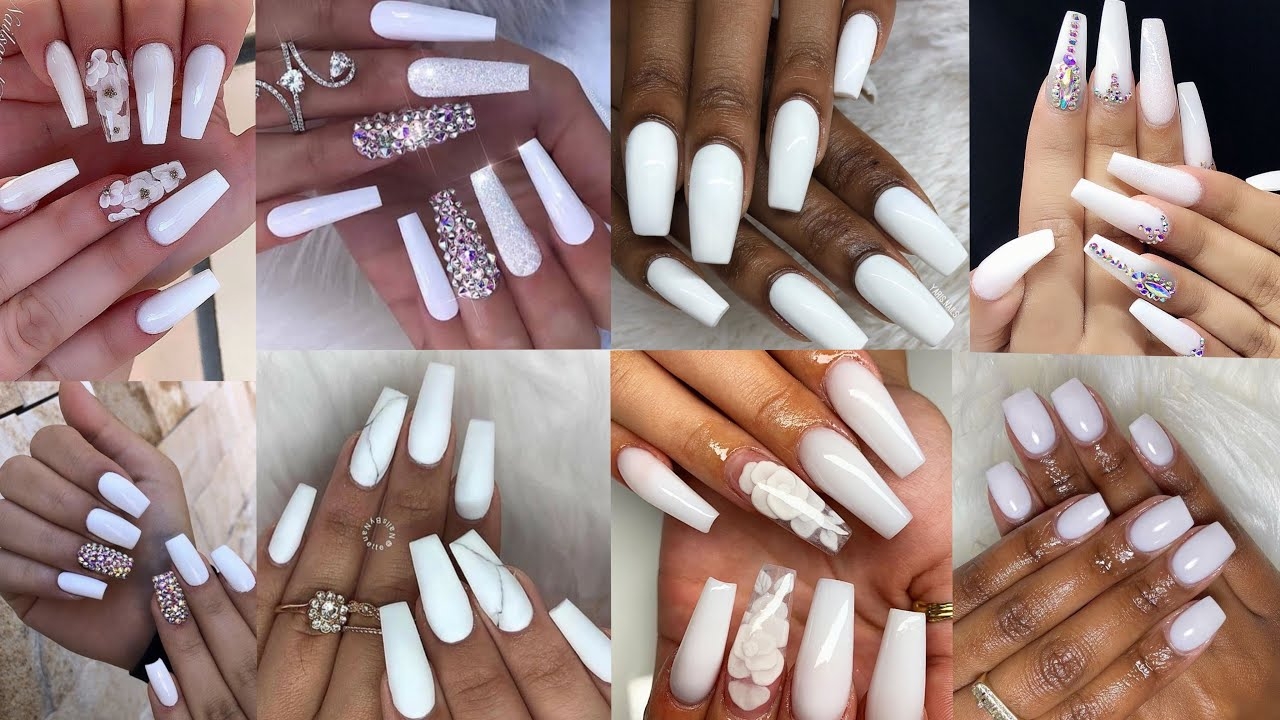 Most Beautiful Acrylic White Nails Designs Ideas For Pretty Girls White Nail Polish Ideas YouTube