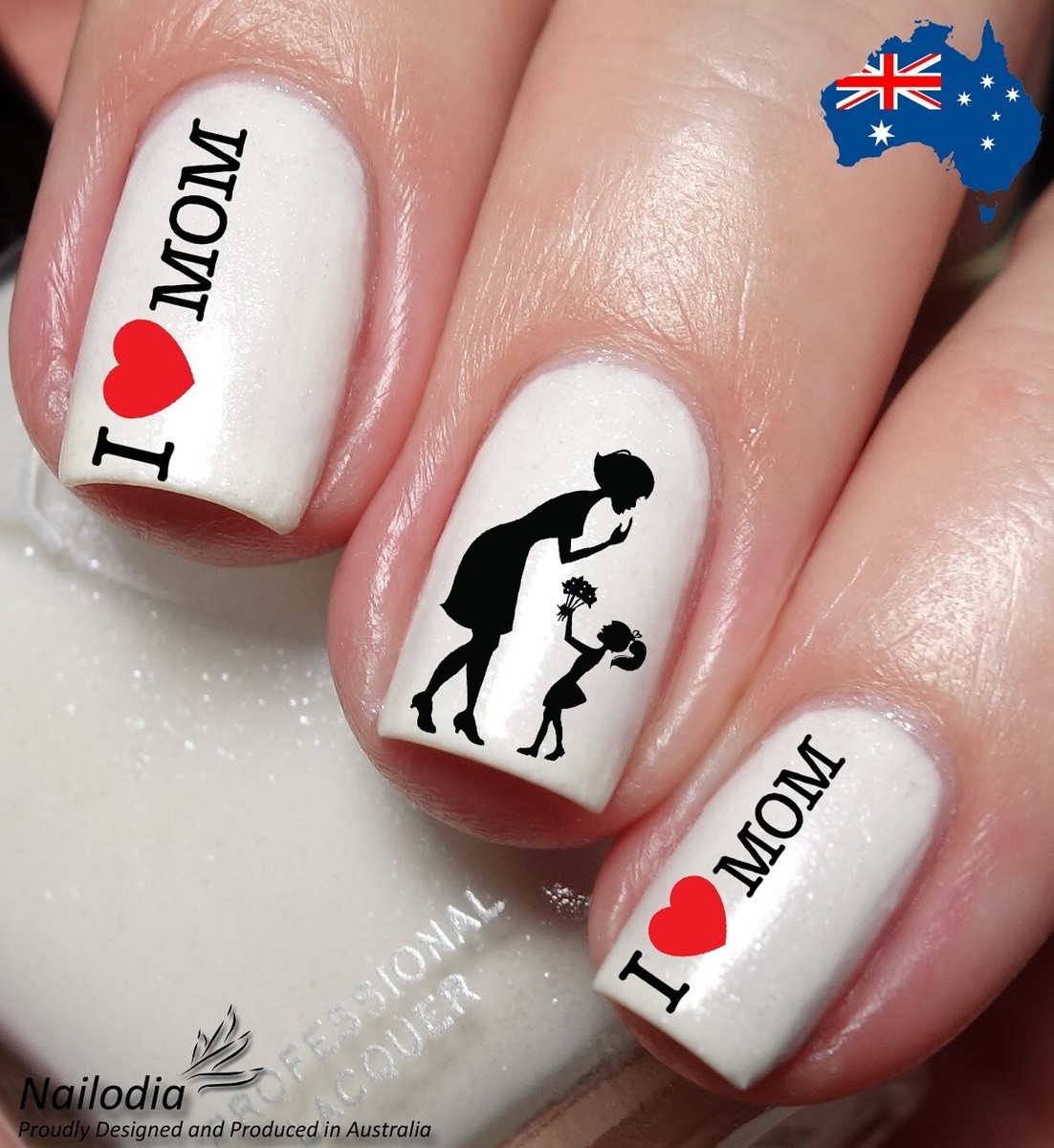 Mother s Day Nail Art Decal Sticker Water Transfer Slider I Love Mom EBay