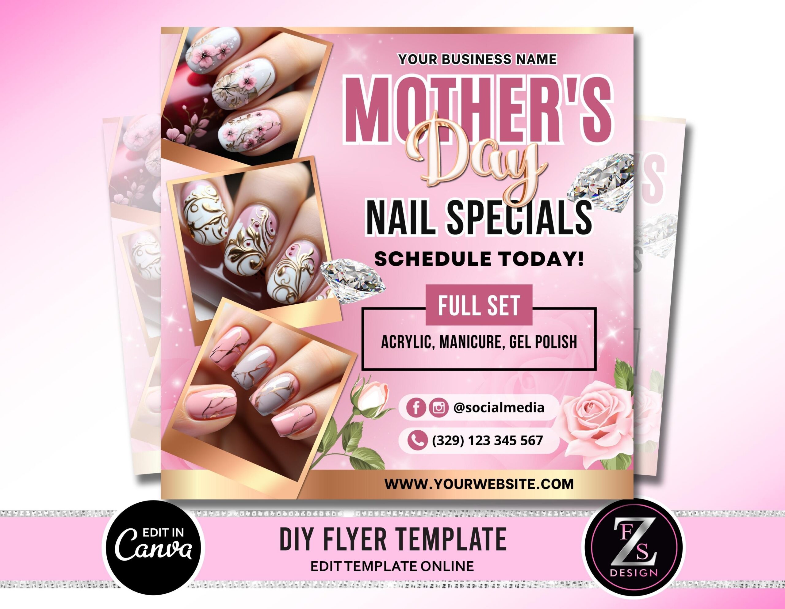 Mothers Day Nails Specials Flyer Nail Prices Flyer May Flyer Nails Booking Available Flyer Instagram Beauty Nail Stylist Template Etsy