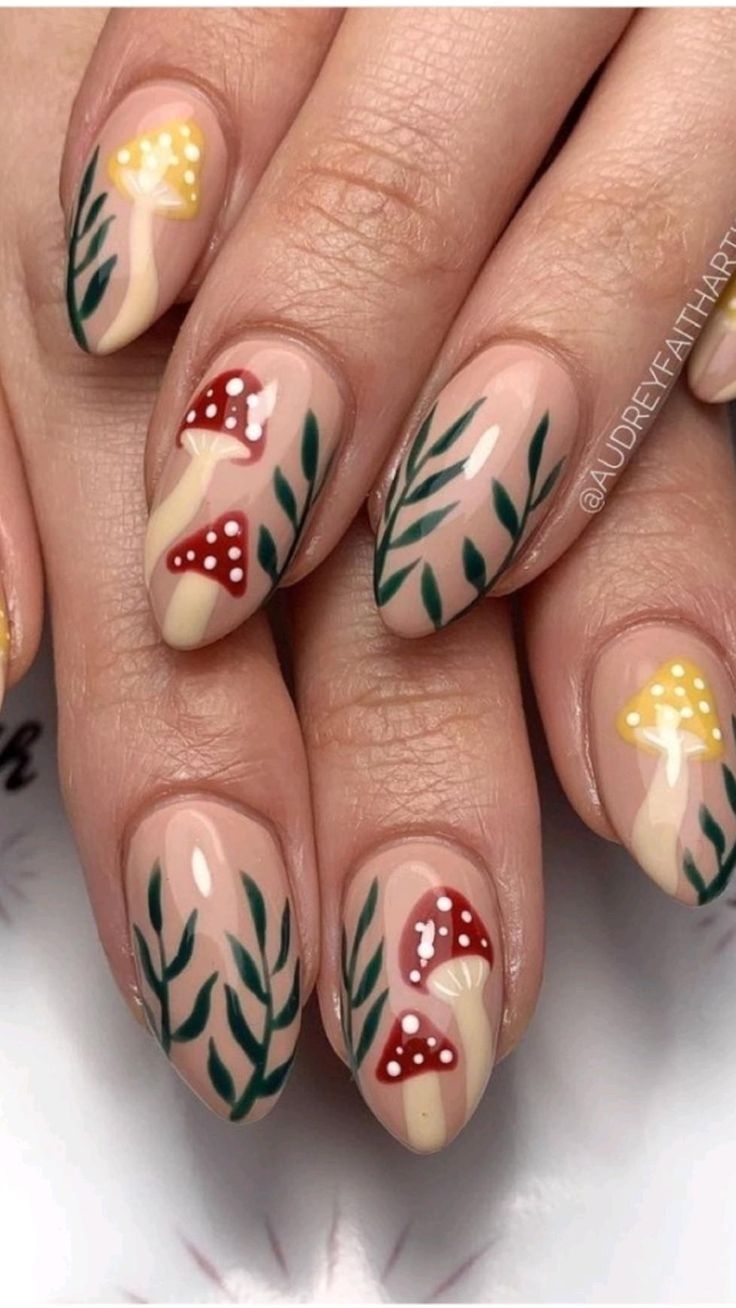 Mushrooms Hippie Nails Nail Designs Nail Art