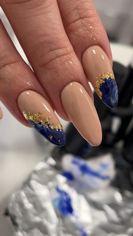 Blue And Gold Nail Designs
