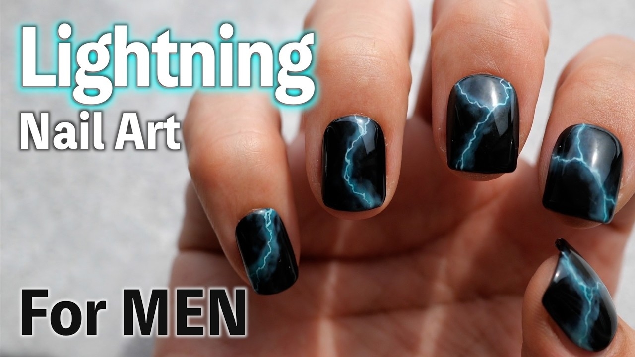 Nail Art For MEN Lightning Nail Design Tutorial ASKA NAILS YouTube