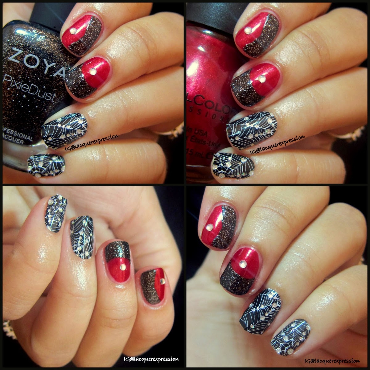 black red nail art designs