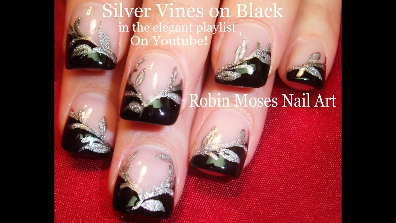 Nail Art Tutorial Black Silver Nails Easy Glitter Nail Design YouTube