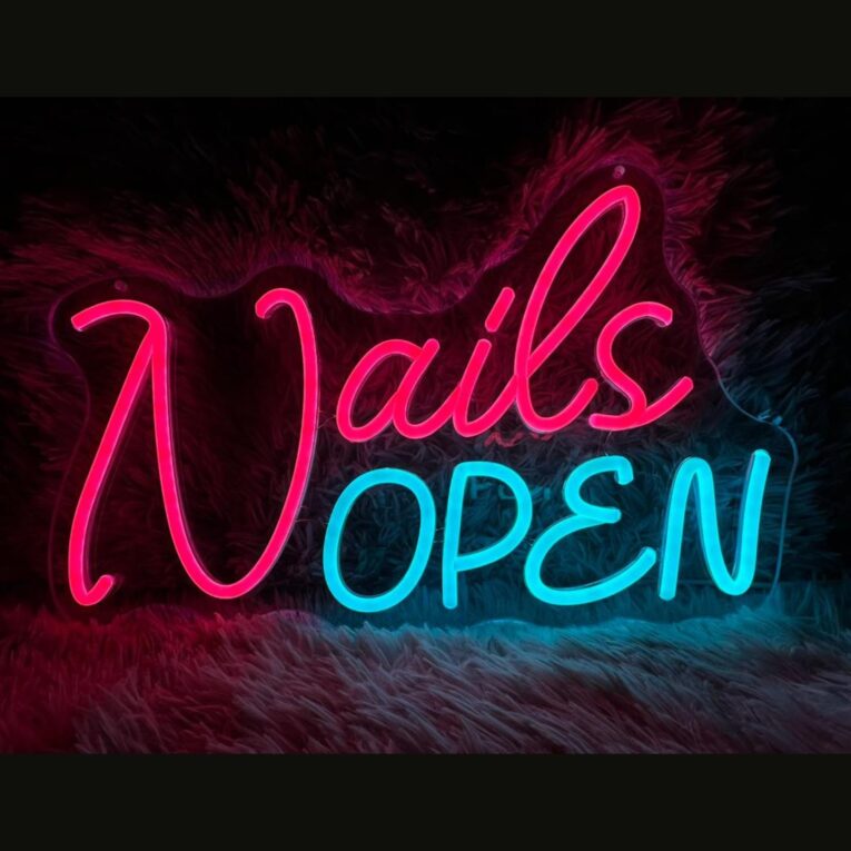 Nail Sign Nail Neon Sign Nails Open Neon Sign For Salon Led Sign Accessories Nail Salon Sign Nail Salon Decor Wall Decor For Windows 16x9 7 Nails Open Amazon