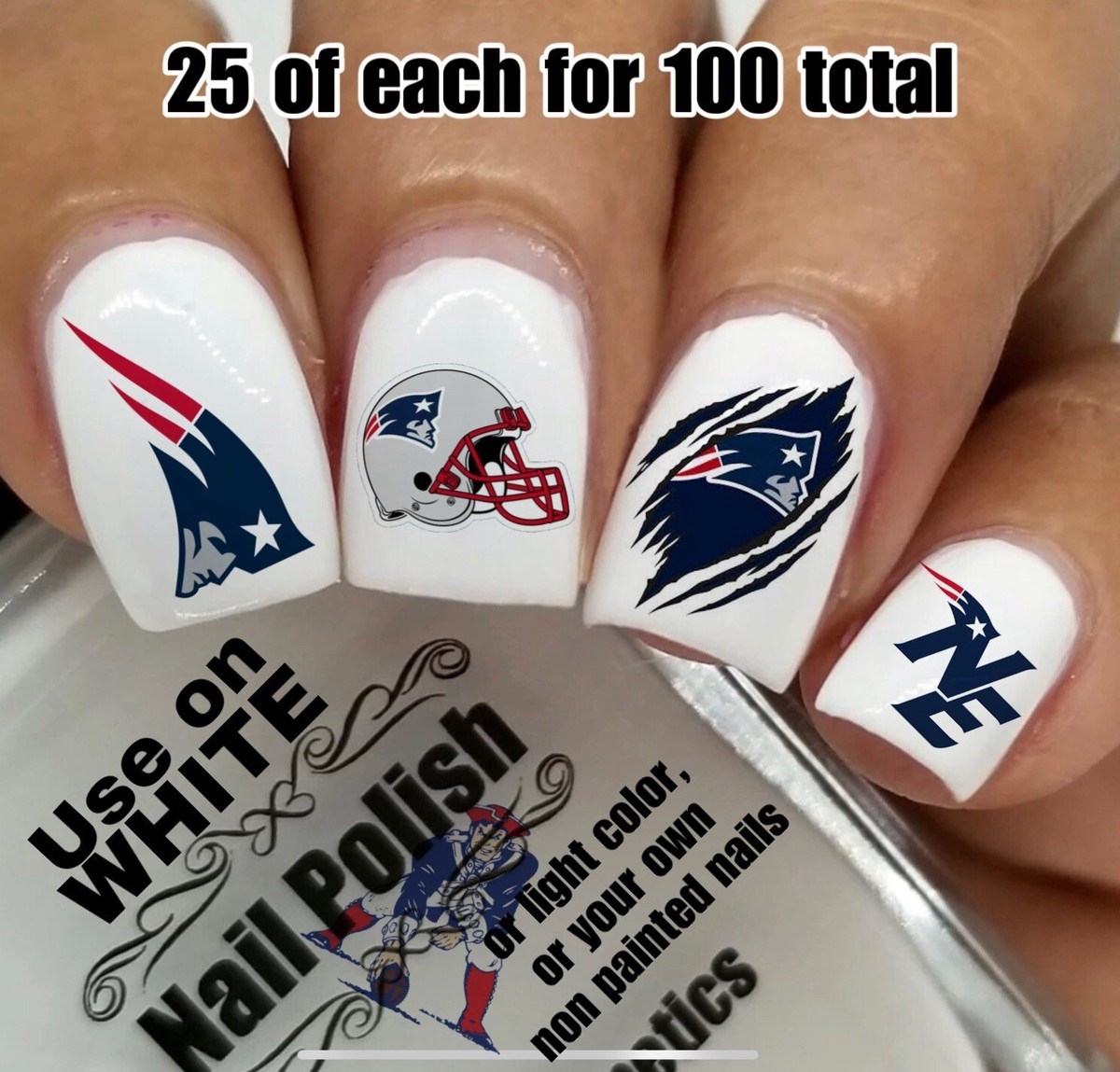 New England Patriots NFL Football Waterslide Nail Decals Set Of 100 Instructions EBay