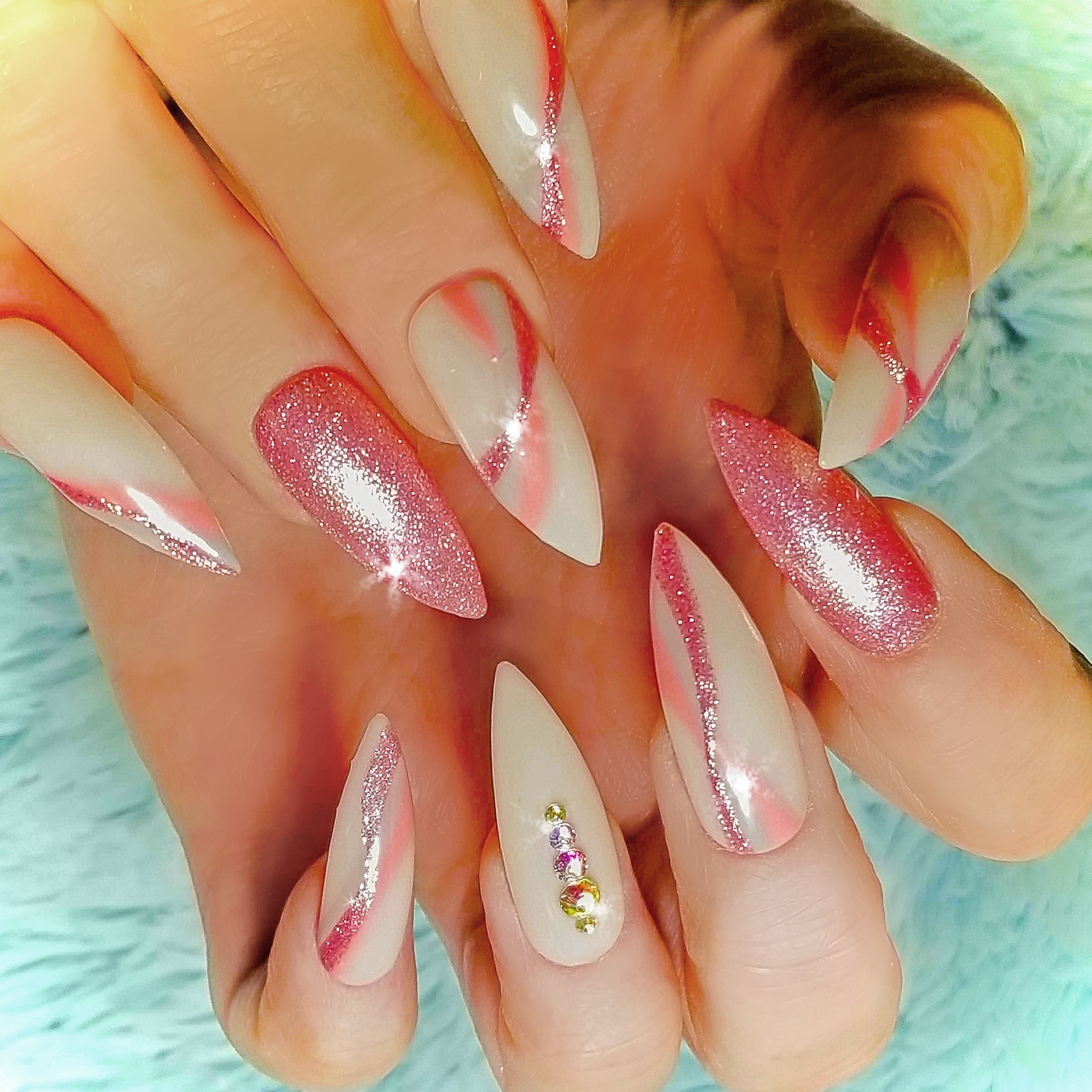 Nude Beige Mauve Glitter Press On Nails Jingle Nail