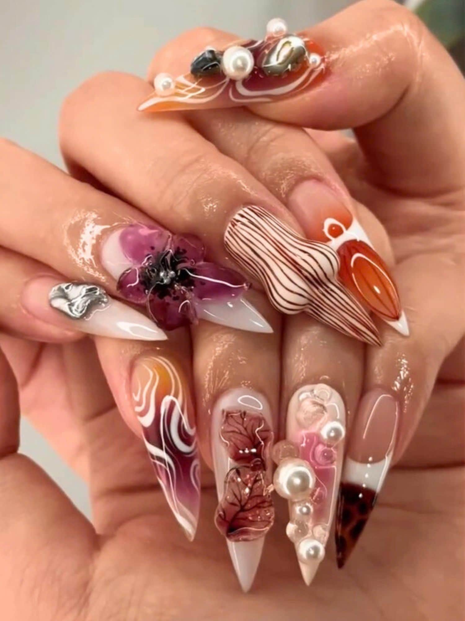 nail art designs for pointed nails