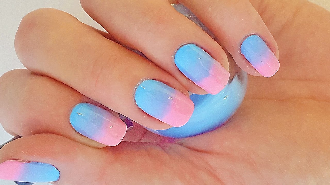 Ombre Nails For Beginners Pink And Blue YouTube