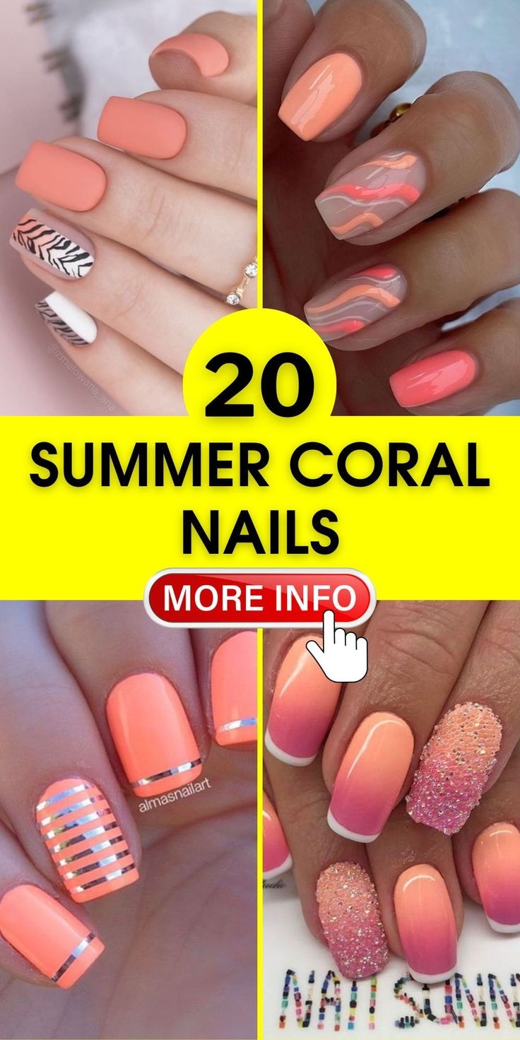 coral color nail designs coral color nail designs