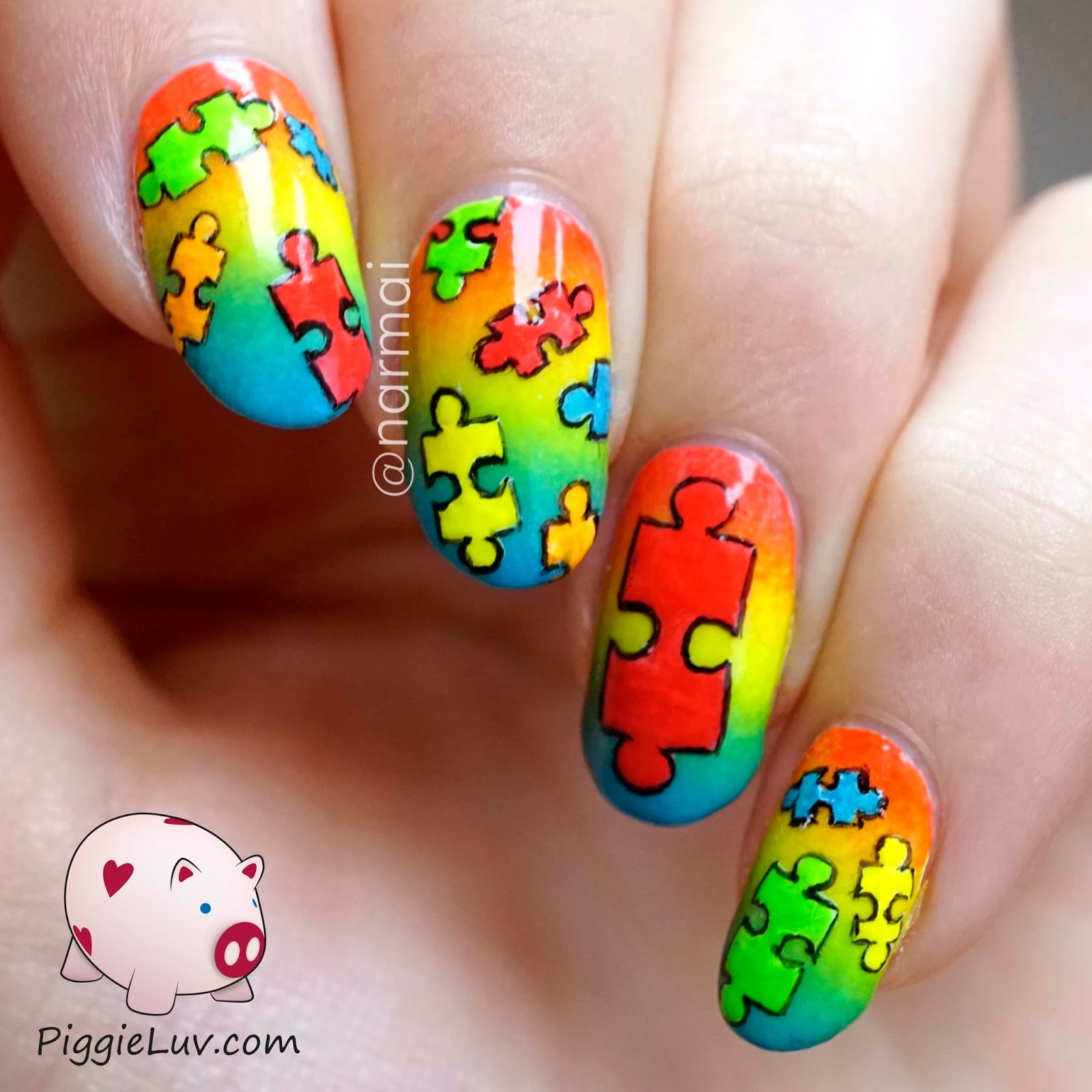PiggieLuv Autism Awareness Nail Art PiggieLuv Autism Awareness Nail Art