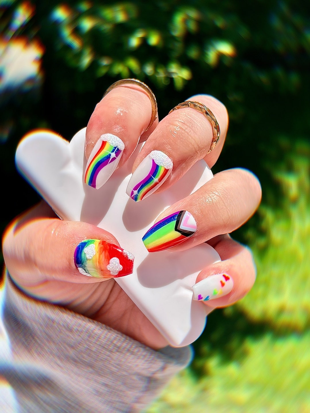 PRIDE Press On Nails Rainbow Nails Pride Nails Fake Nails False Nails Press On Trendy Queer LGBT 3D Nails Pride Flag Gay Etsy Israel