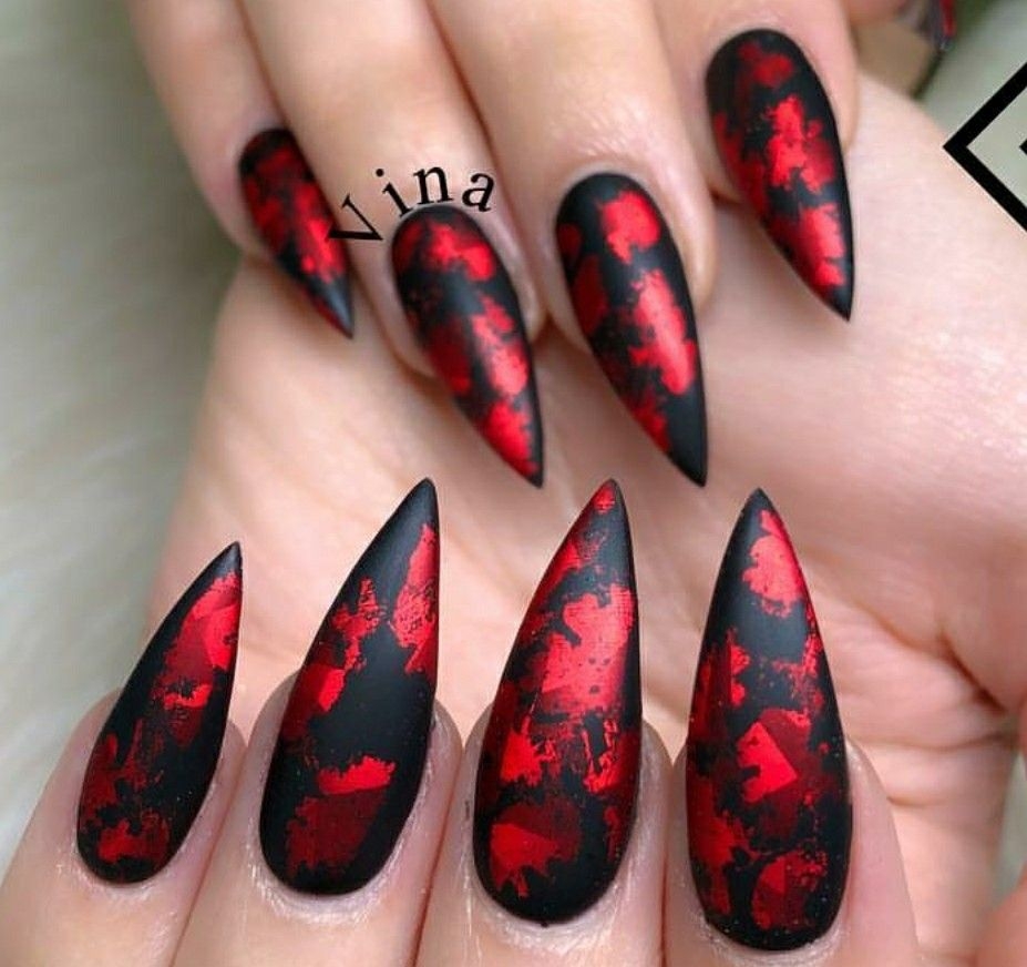 Red Nails 9 Black Red Halloween Inspired Nails Ideas To Save Today Fun Nails Nail Designs And More