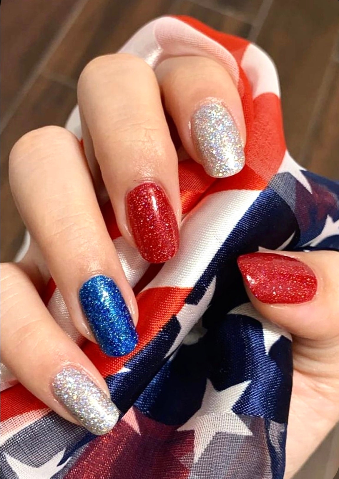Red White Blue American 4th Of July Luxury Glam Press on Nails Gel Press On Nail Etsy
