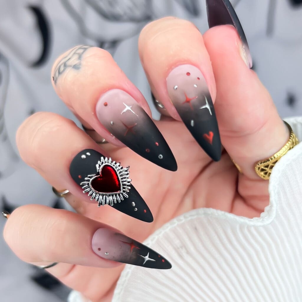 Sacred Heart Goth Valentine s Press On Nails By Soul Of Stevie