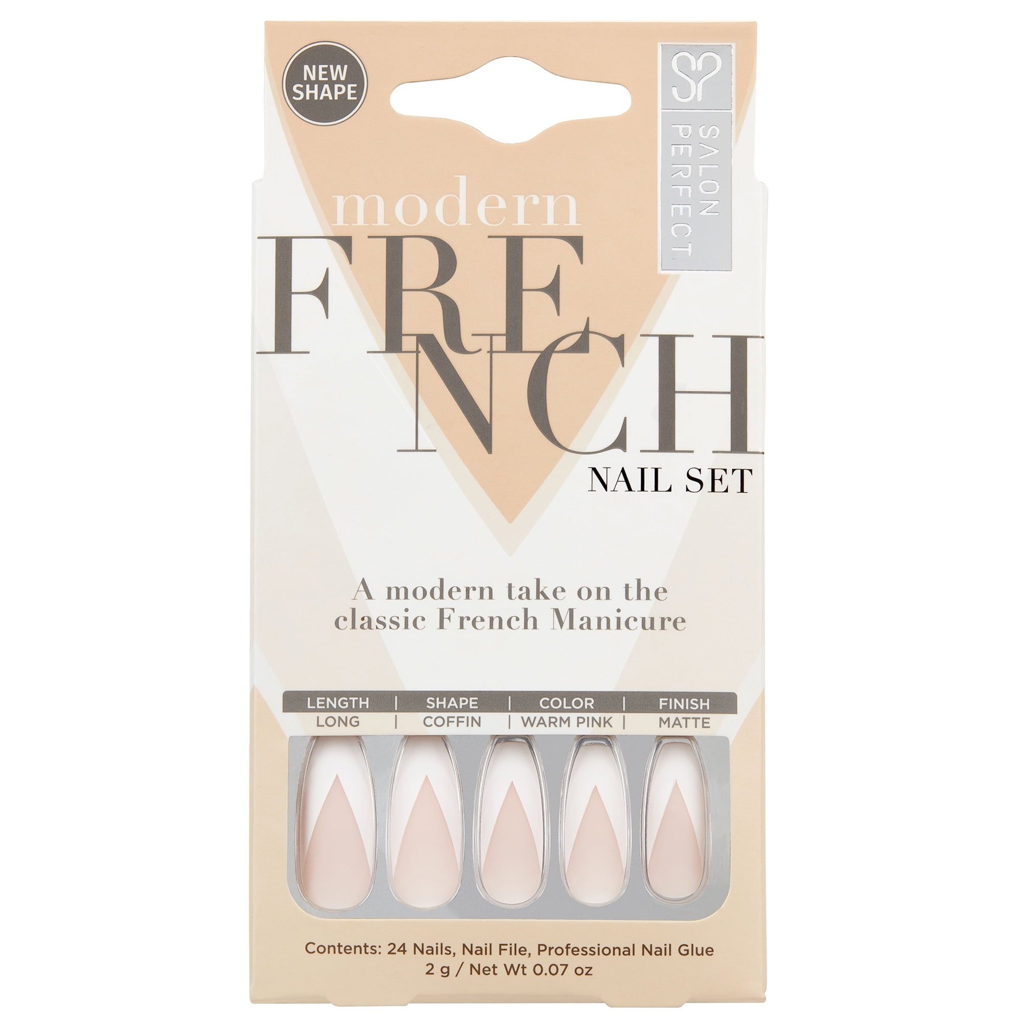 Salon Perfect Artificial Nails Modern French White Tip 24 Nails Walmart Salon Perfect Artificial Nails Modern French White Tip 24 Nails Walmart