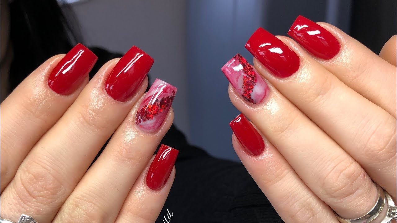 Short Sweet Classy Red Acrylic Nails YouTube