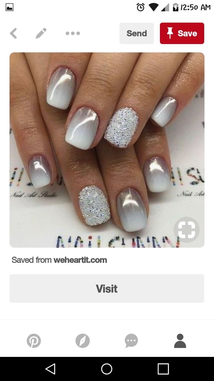 white and silver nail designs
