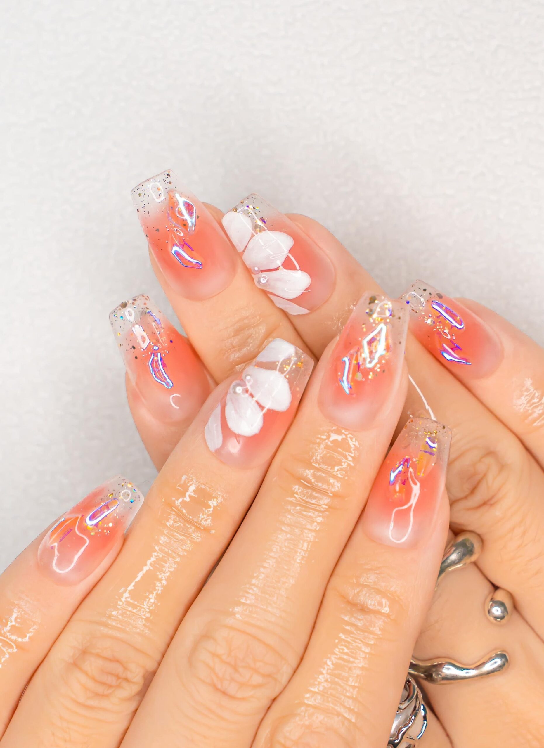 Simple Flower Nail Art Cute Medium Acrylic Nails Handmade Press On Nails Light Pink Valentines Nails Spring Easy Floral Nail Design Etsy