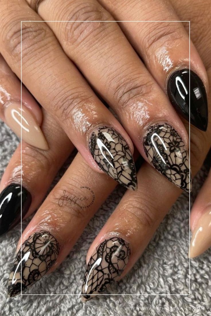 Sultry And Sophisticated Stunning Black Lace Nails For Every Occasion