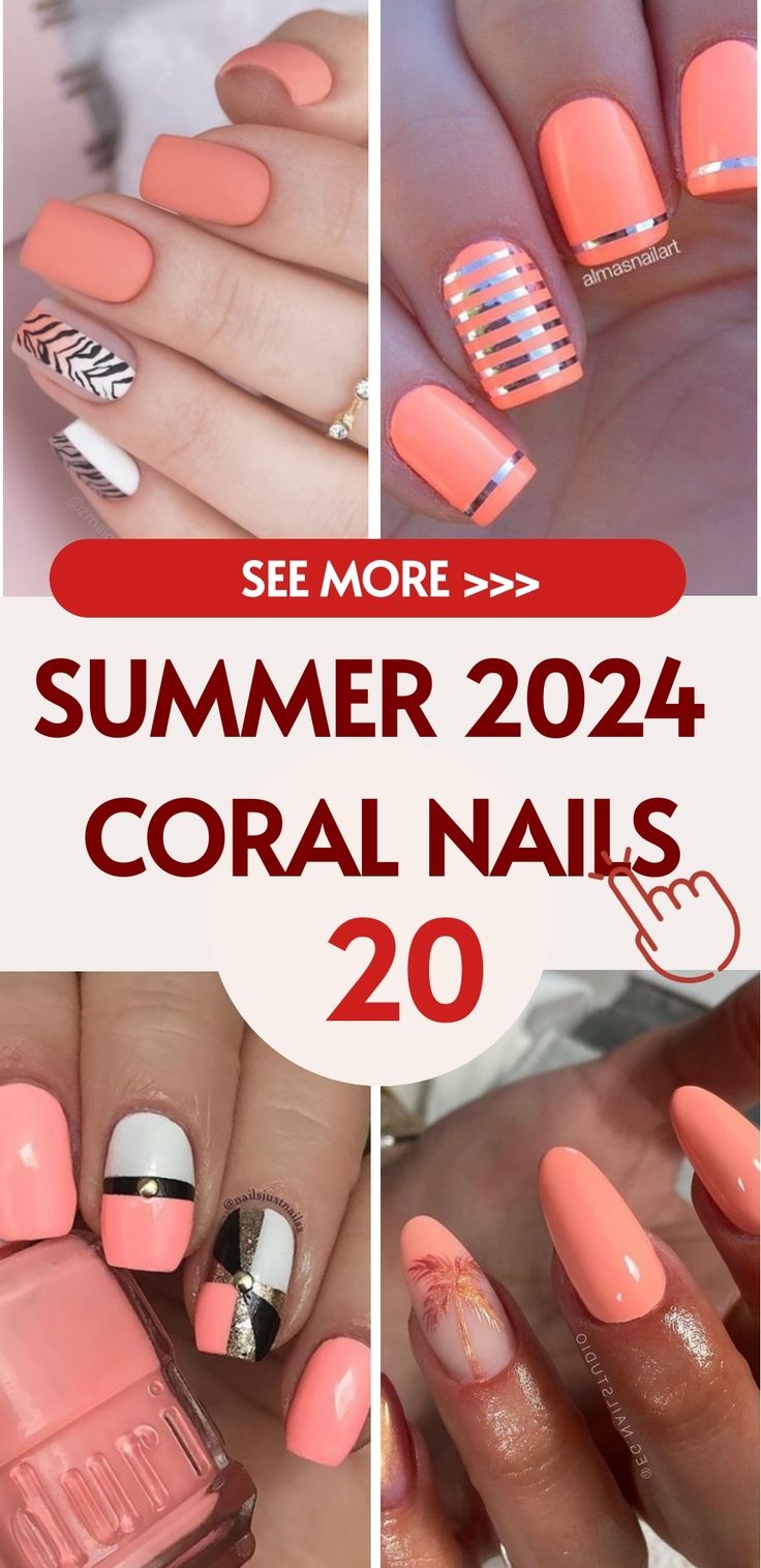 Summer Coral Nails Bright Designs From Neon Pink To Turquoise