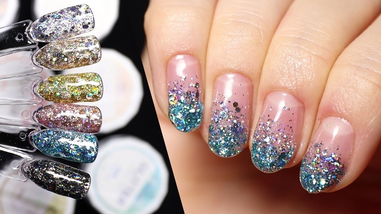 Super Glitter Gel Ombre Nails 5 Nail Art Ideas YouTube