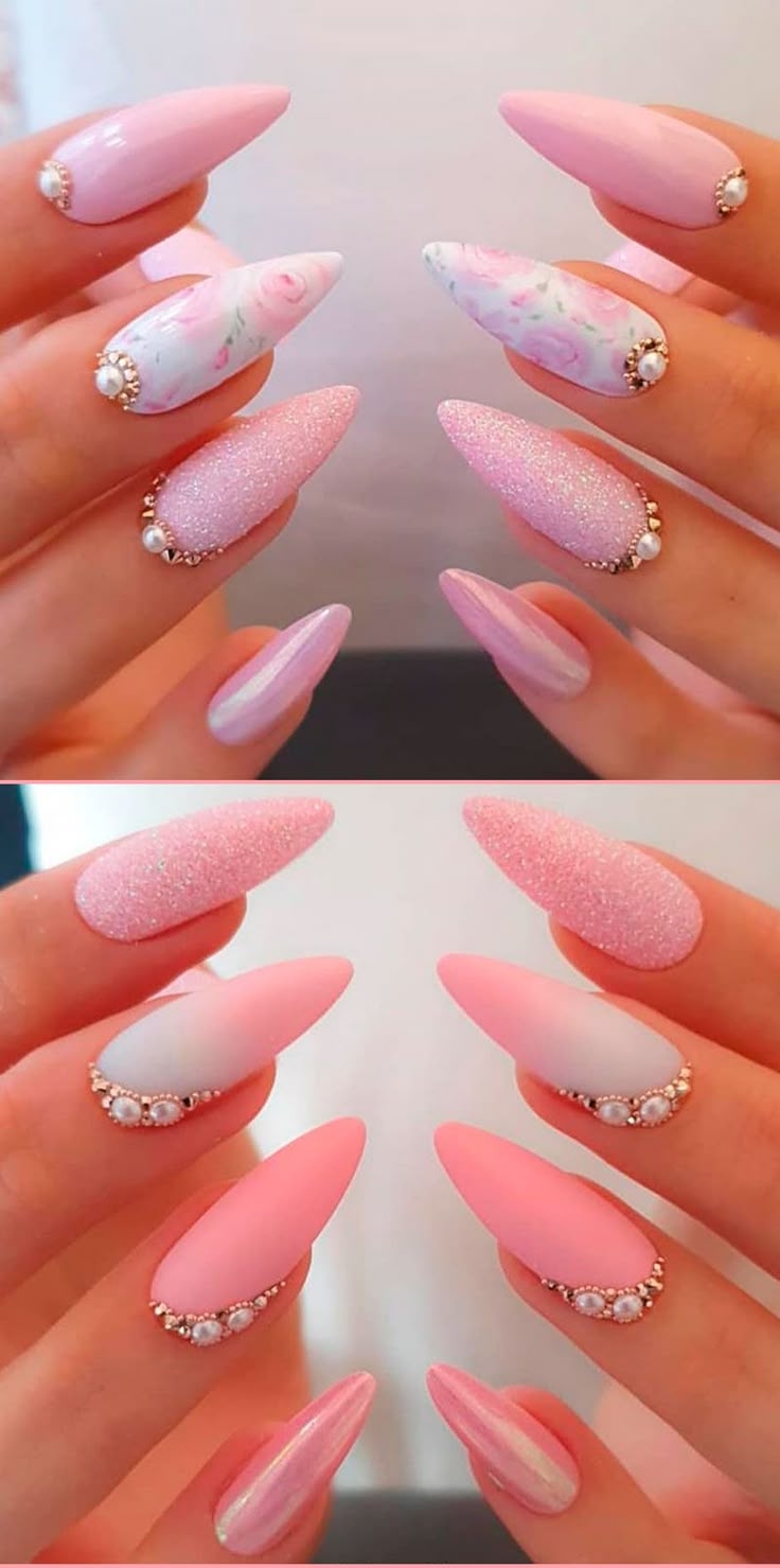 light pink nails with design
