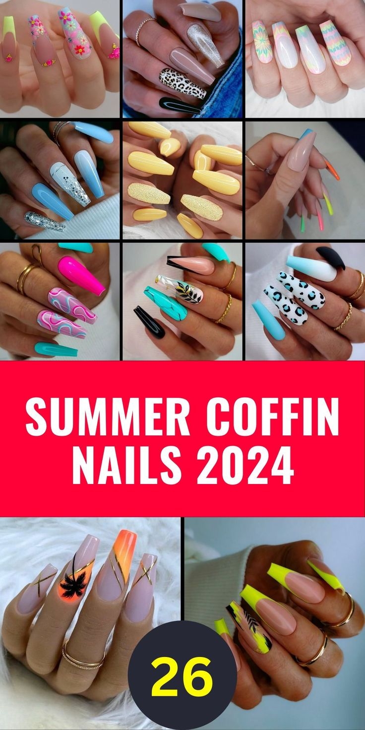 Vibrant Ideas For Summer Coffin Nails 2024 Embrace Bright Colors And Creative Designs