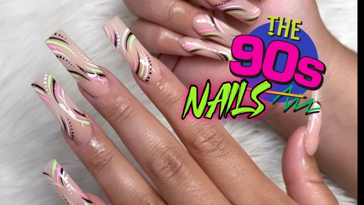 WATCH ME WORK 90s INSPIRED NAIL DESIGN TREND ACRYLIC NAILS TUTORIAL NAIL ART Itscynderella YouTube