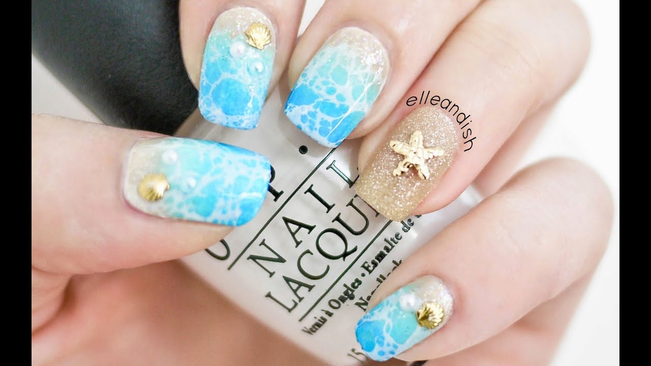  Water Spotted Beach Nails 2 Ways YouTube