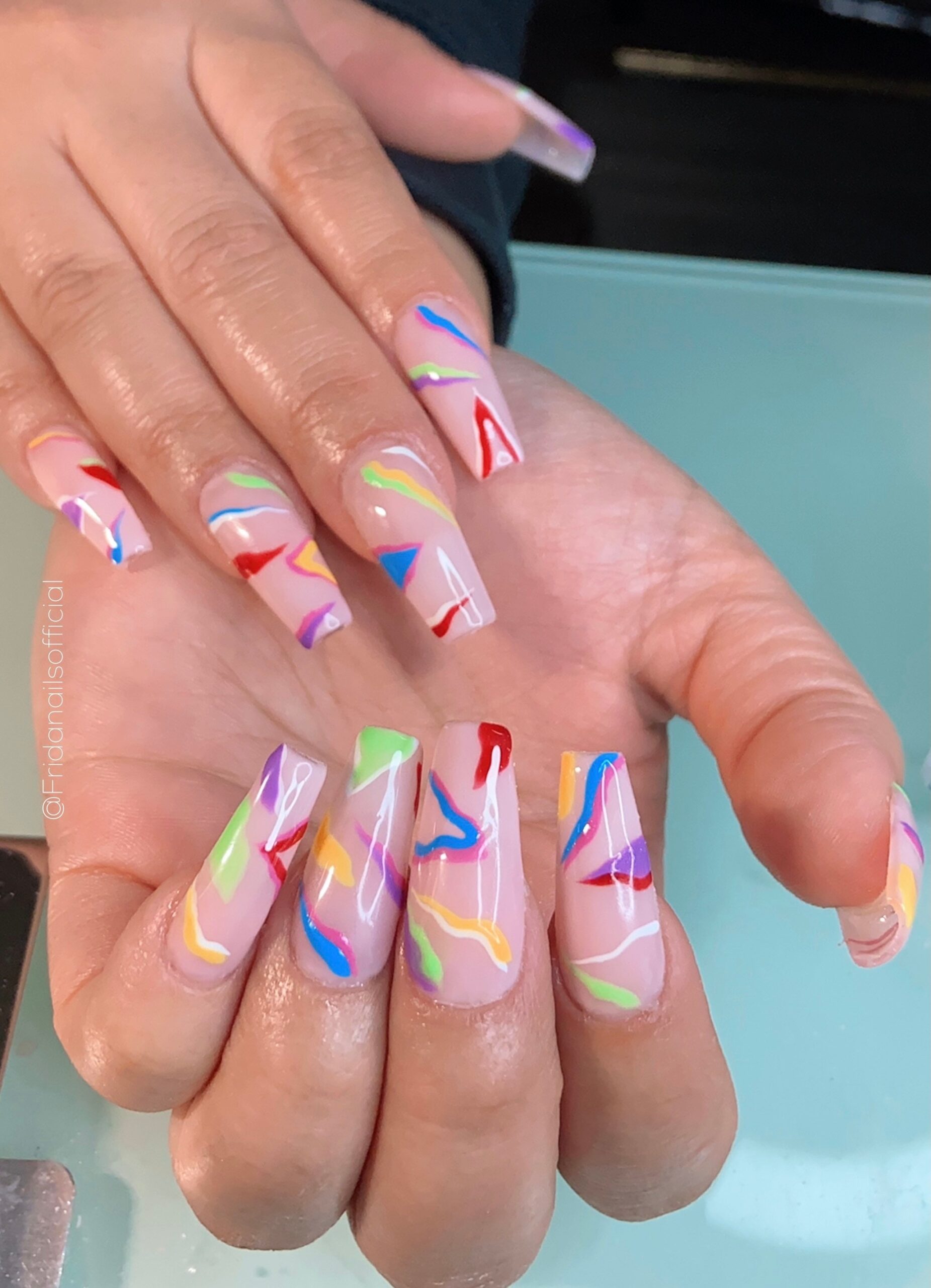 Wavy Design Strip Nails Abstract Nail Design Press On Nails Round Nails Custom Designs Hand Painted Pressons Cute Nails Etsy