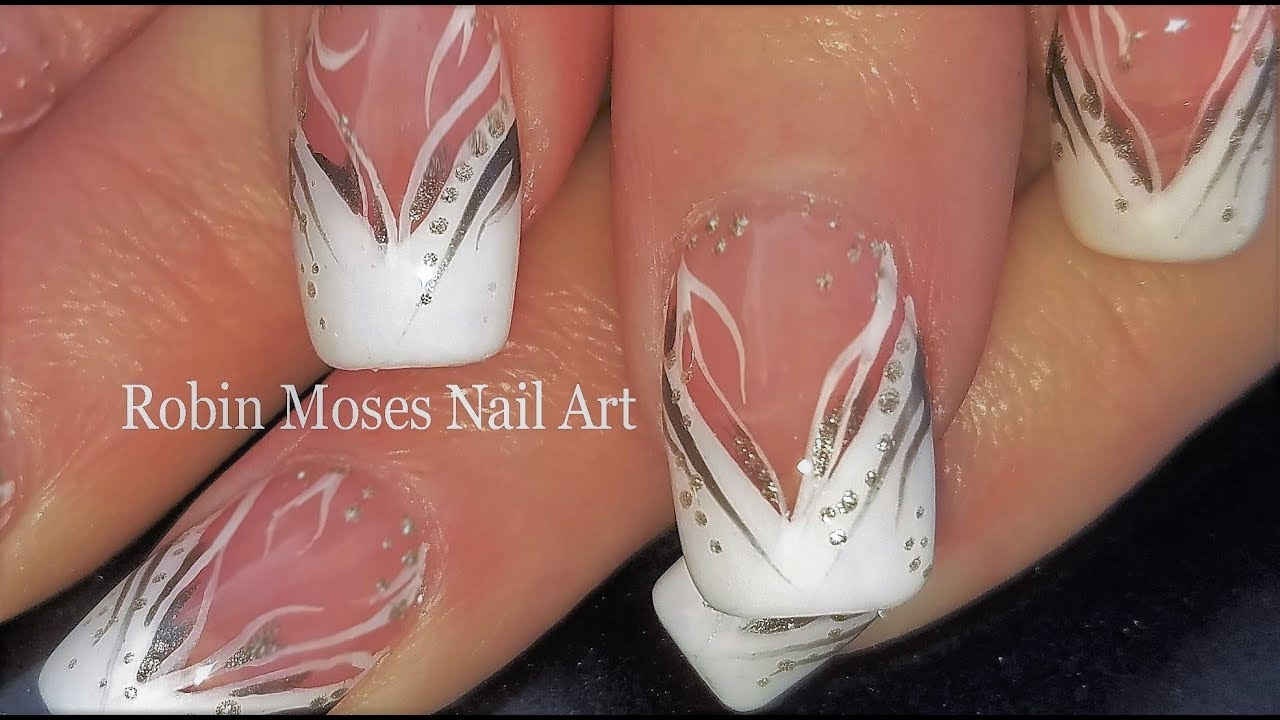 White Stripe Nails Elegant French Tip Nail Art Design YouTube