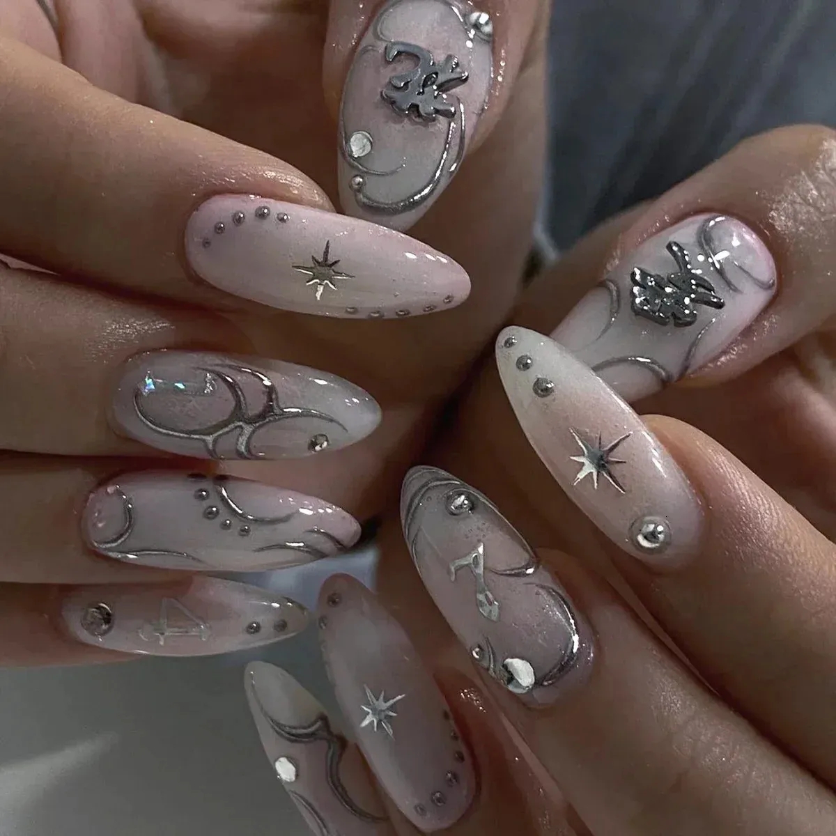 Y2K Silver Goth Press On Nails Cool 3D Designs Detachable False Nails For Women Girls Trendy Nail Art From Dhgate False Nails Price 22 1