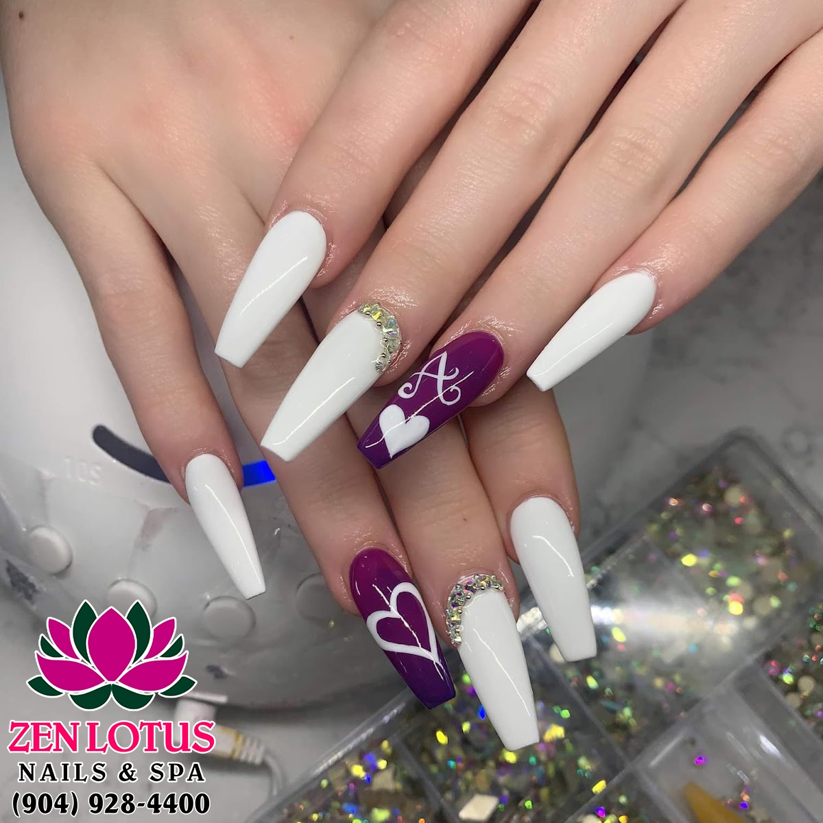 Zen Lotus Nail Spa Coffin Nail Design From Nail Salon Jacksonville Florida 32256