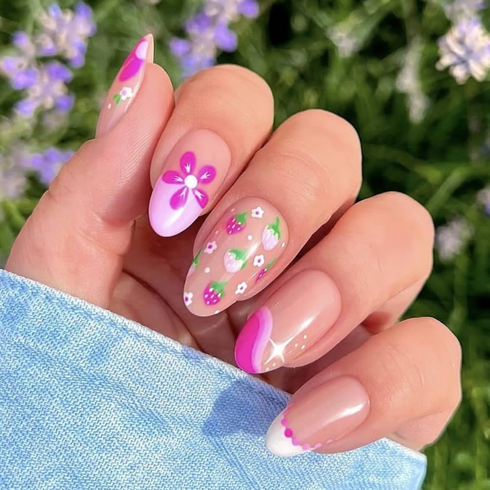 spring french tip nails