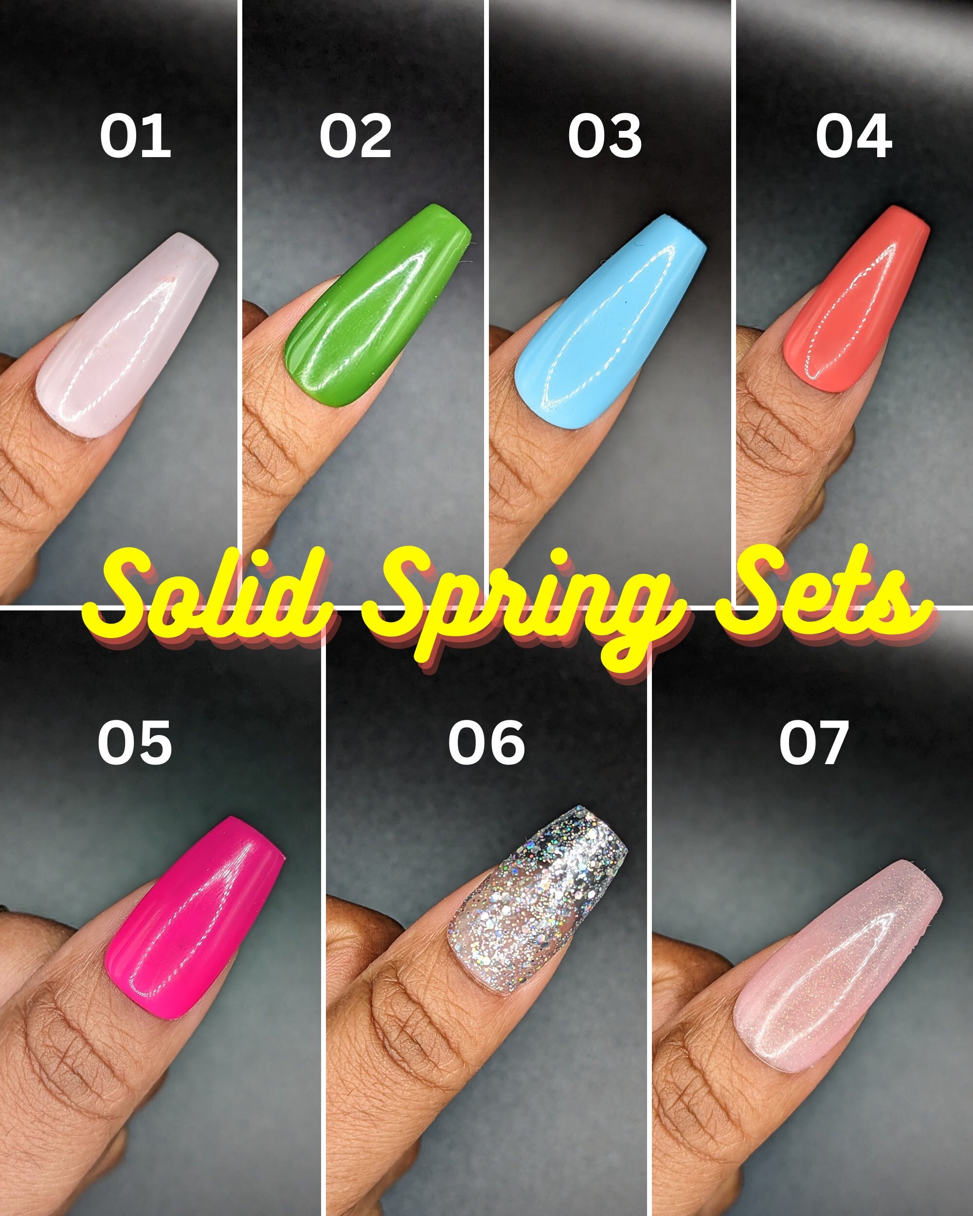 Spring Solid Color choose Your Color Hand painted Reusable Press on Nail Extensions 10 Or 23 Nails Etsy